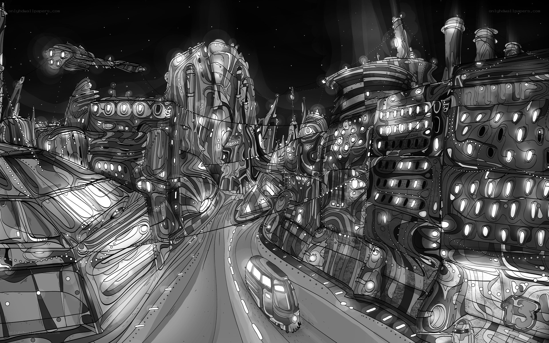 futuristic cityscape at night