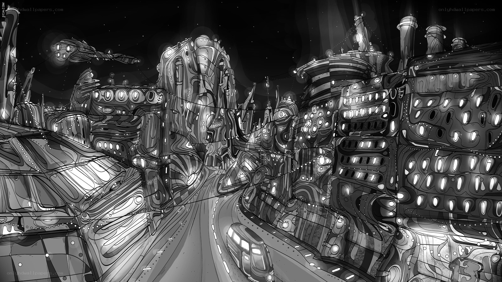 futuristic cityscape at night