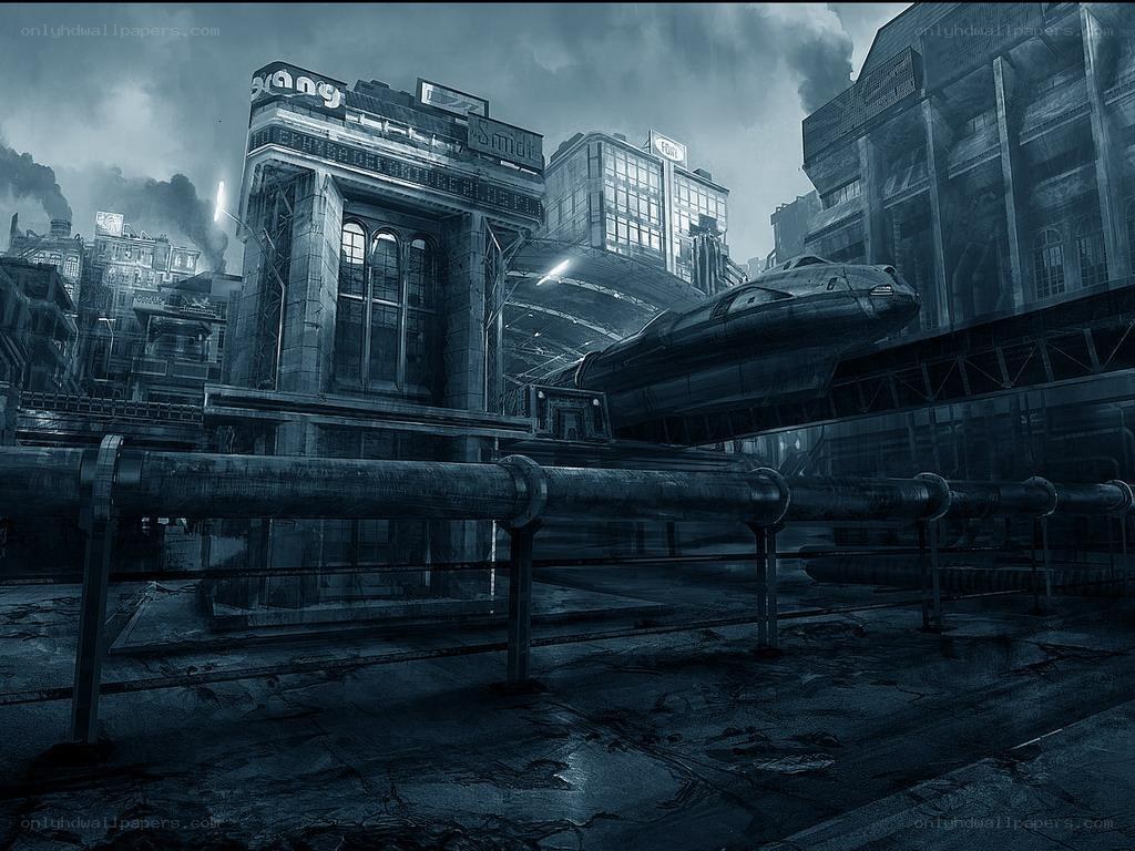 futuristic cityscape at night