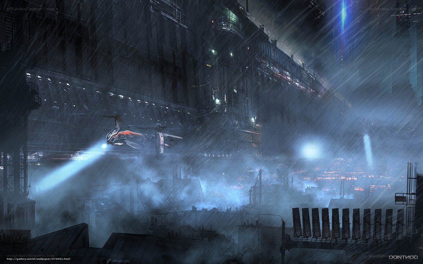 futuristic cityscape at night