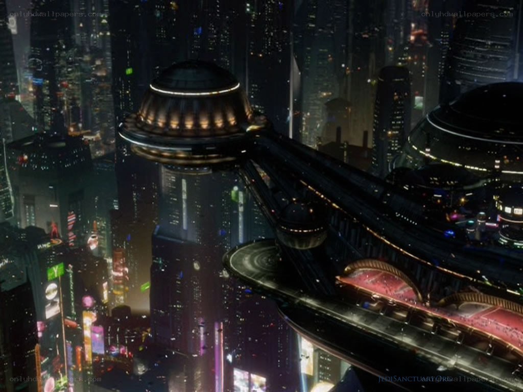 futuristic cityscape at night