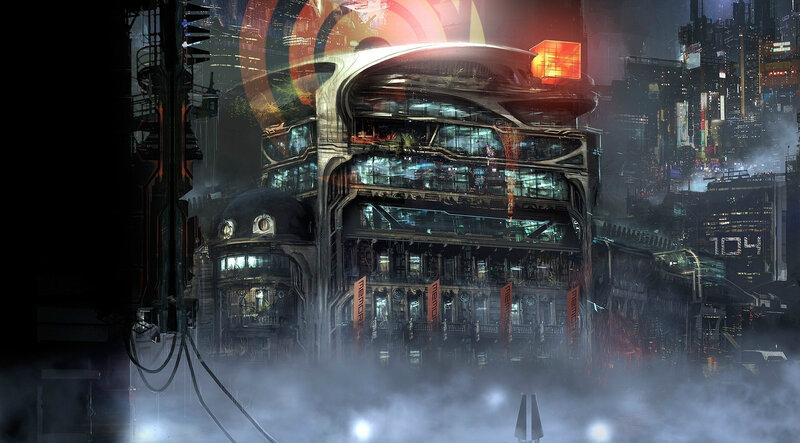 futuristic cityscape at night