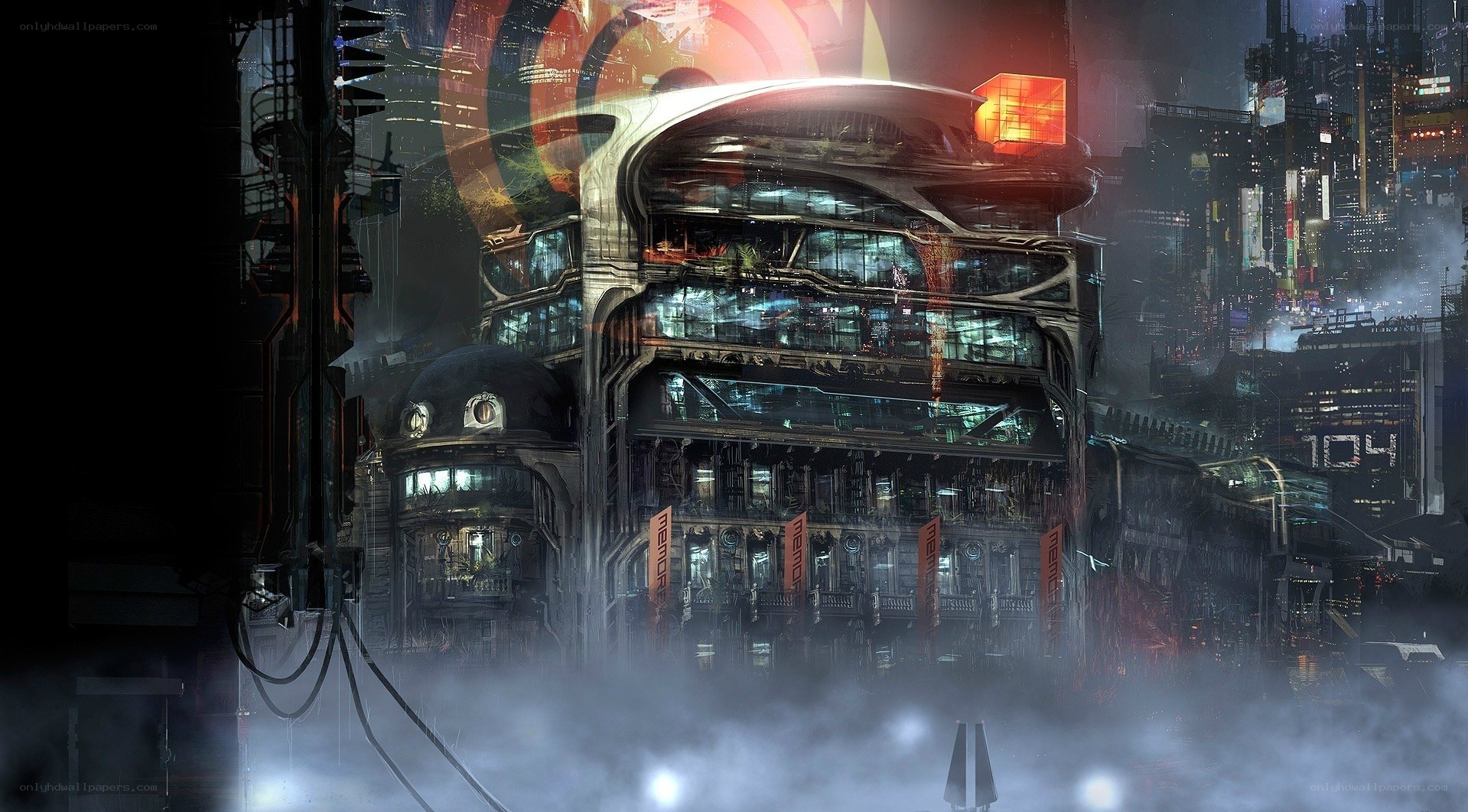 futuristic cityscape at night
