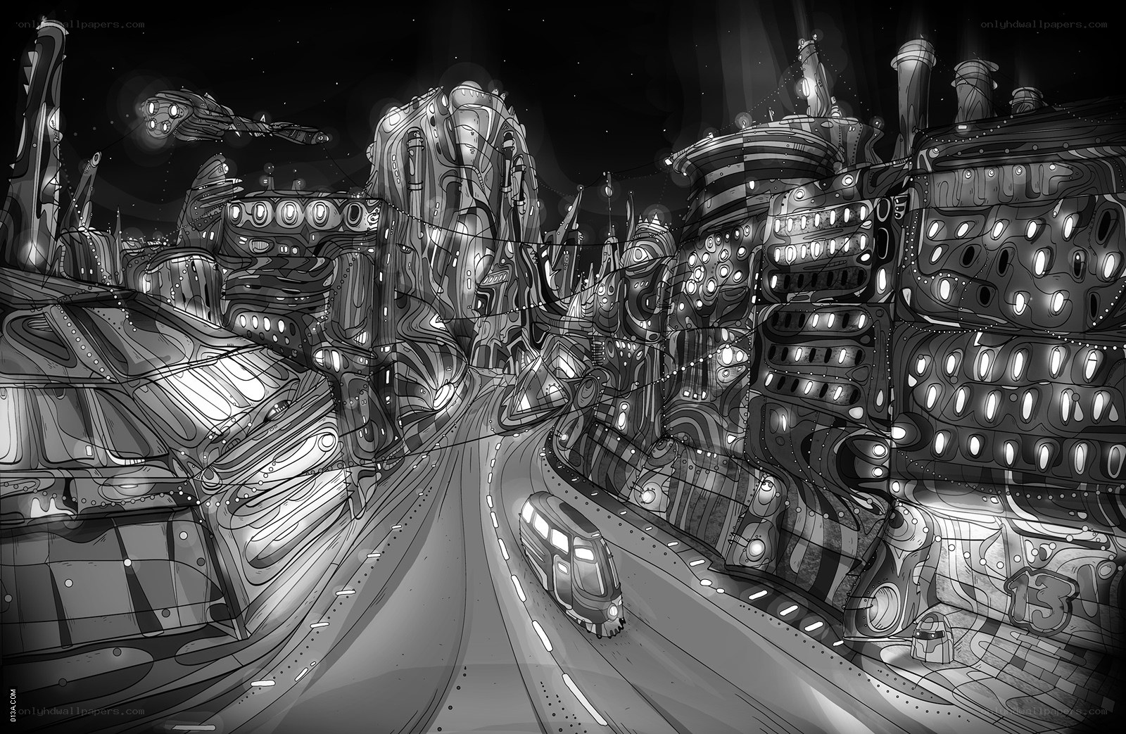 futuristic cityscape at night