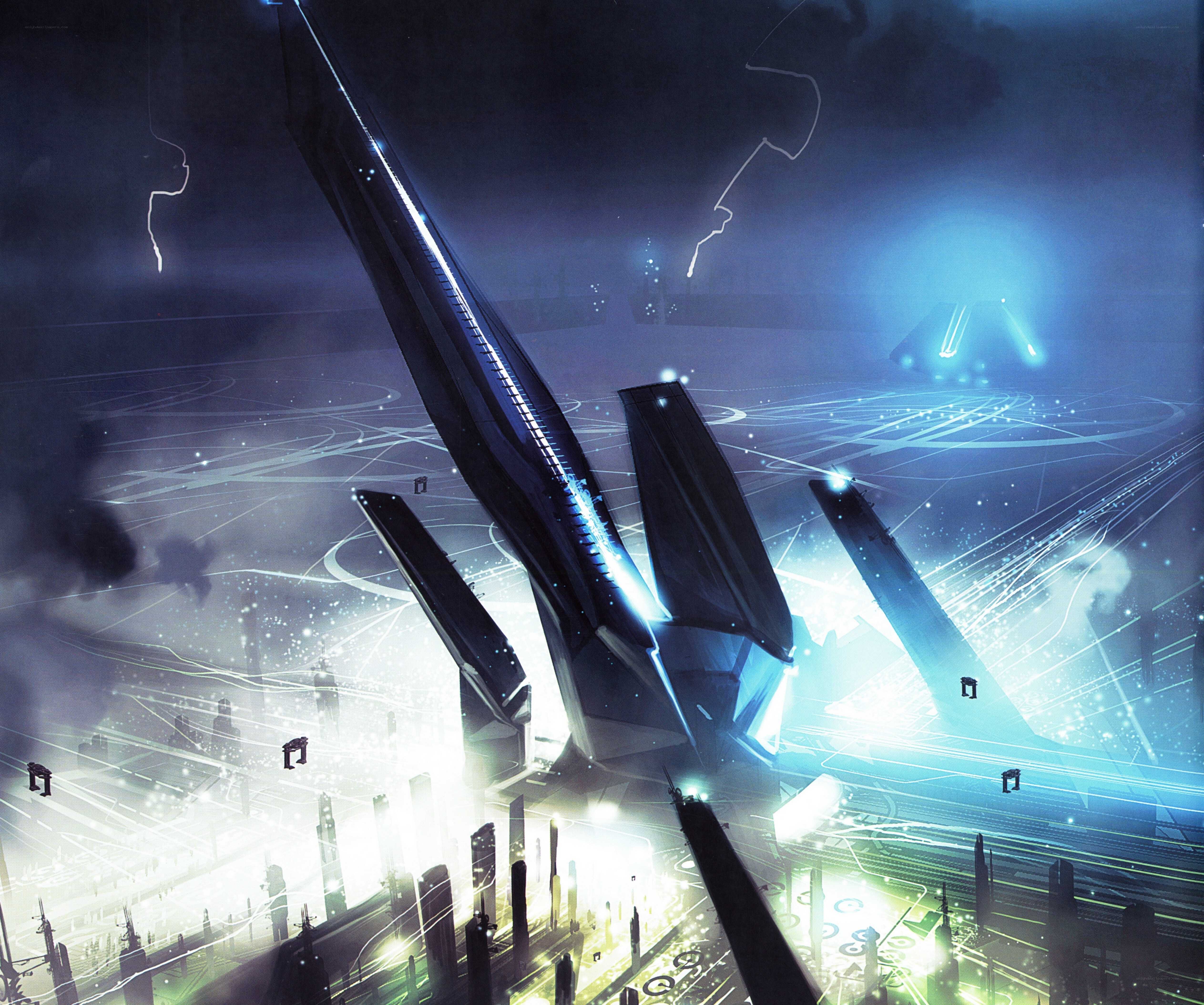 futuristic cityscape at night