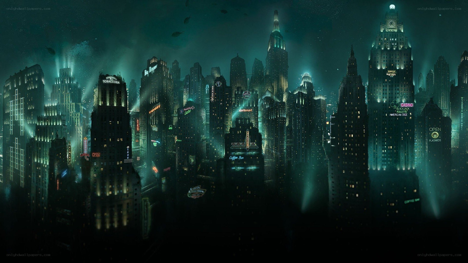 futuristic cityscape at night