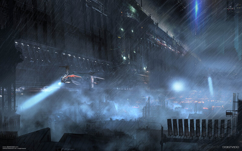 futuristic cityscape at night