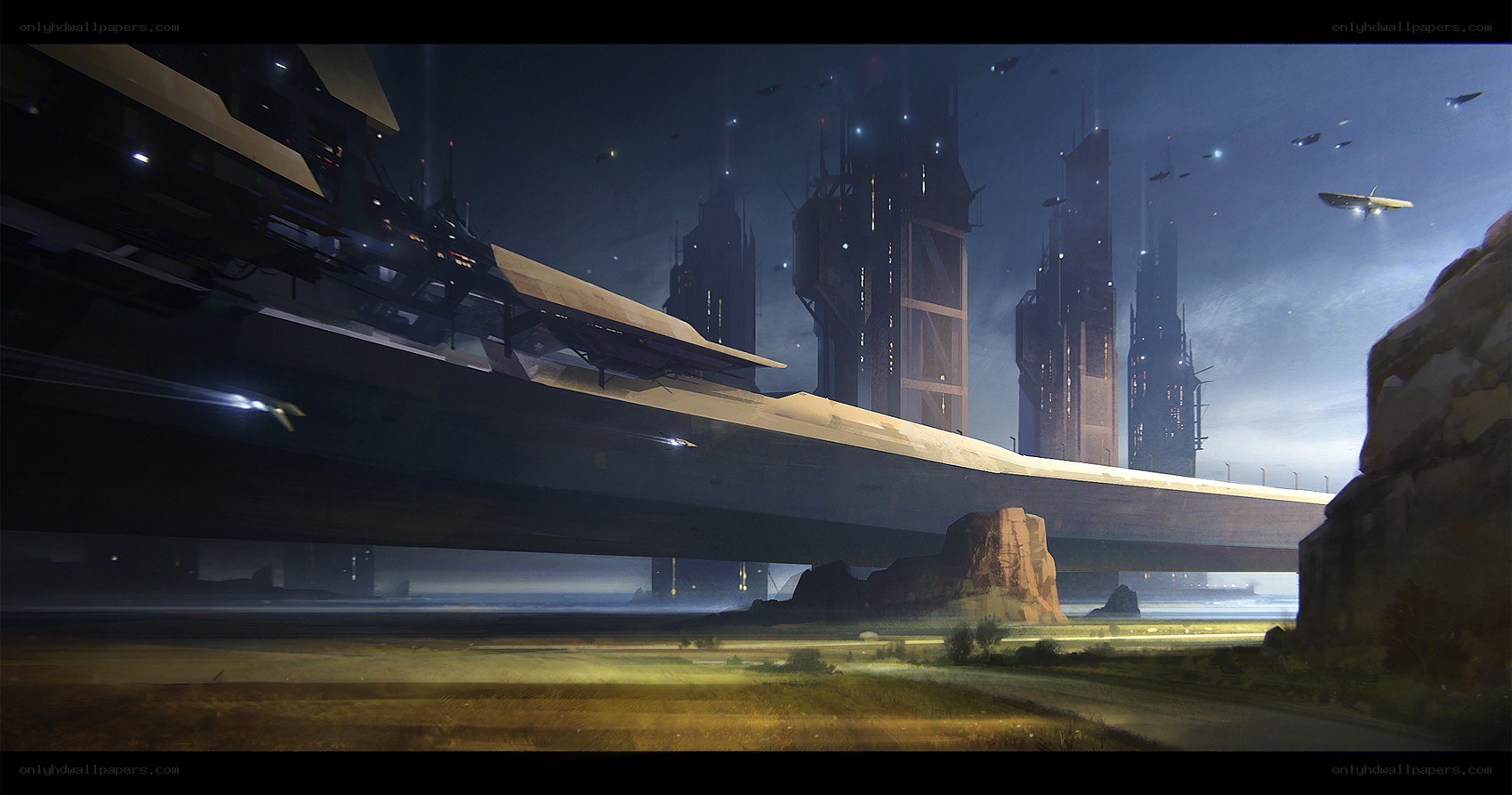 futuristic cityscape at night