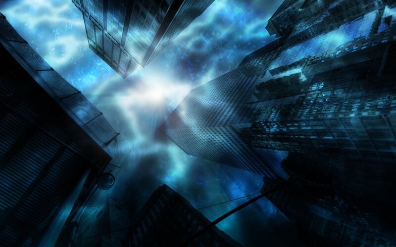 futuristic cityscape at night