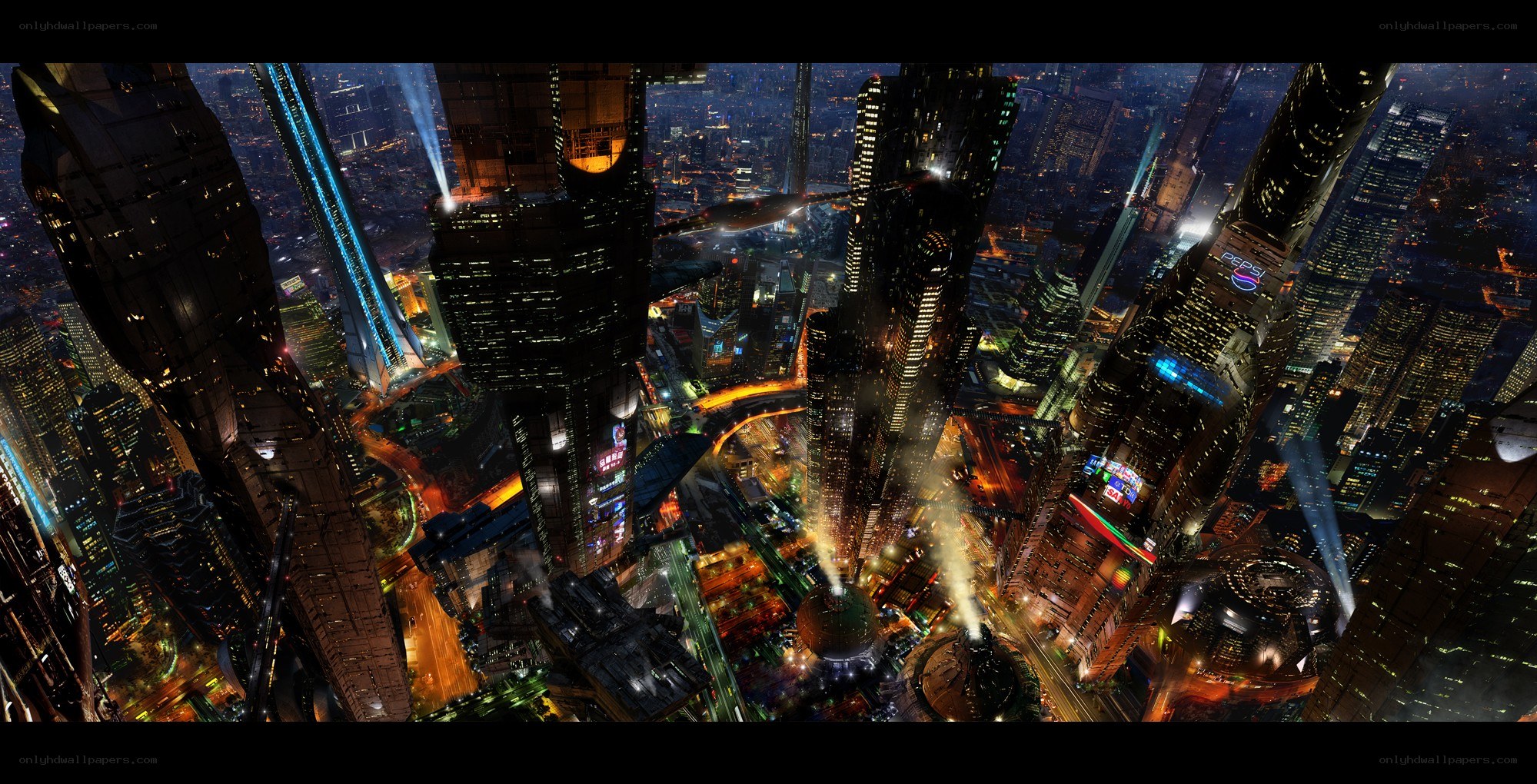 futuristic cityscape at night