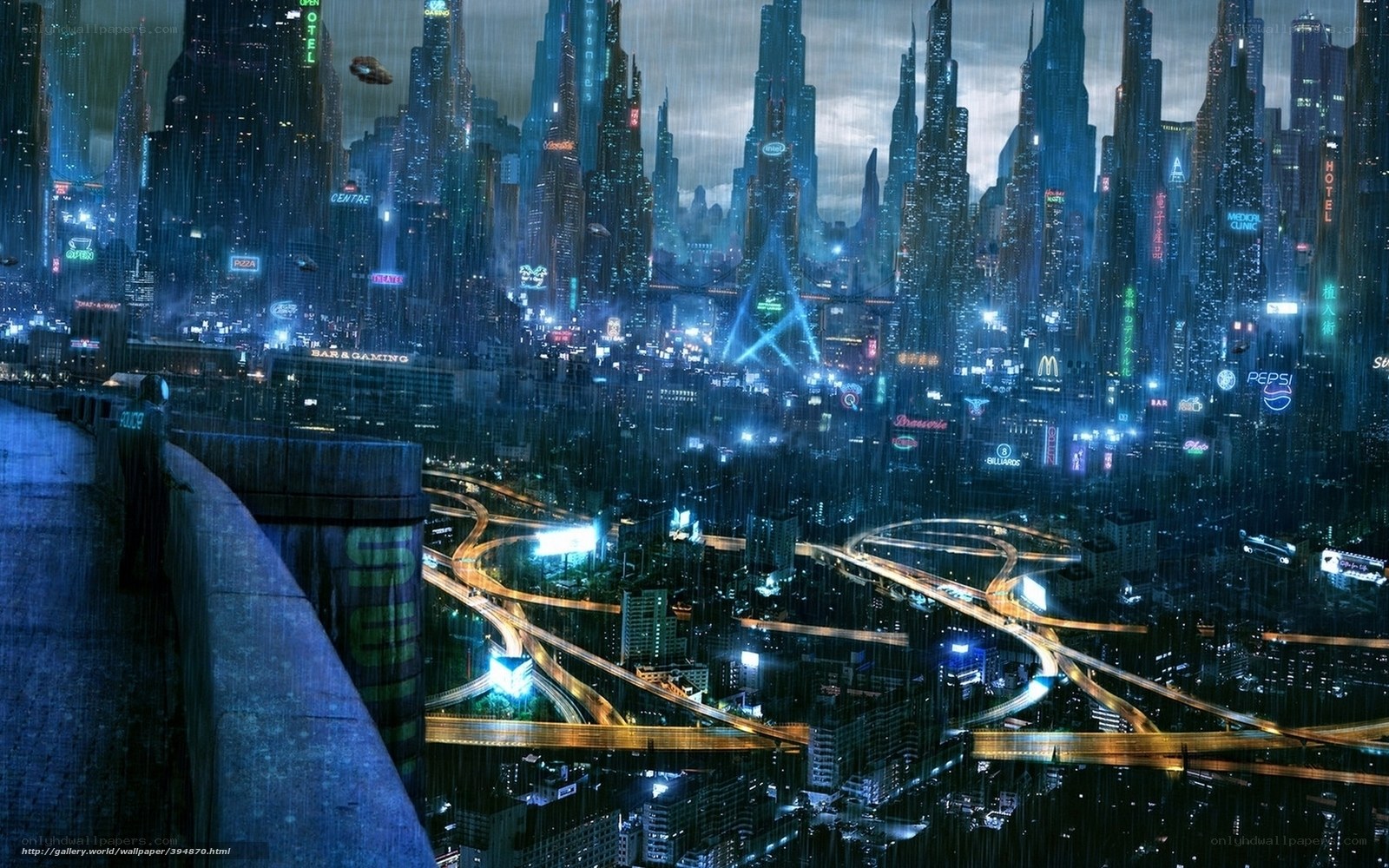 futuristic cityscape at night