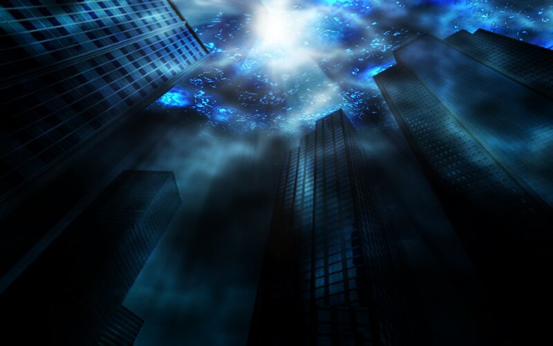 futuristic cityscape at night