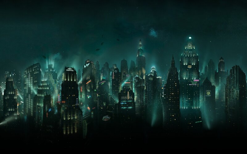 futuristic cityscape at night