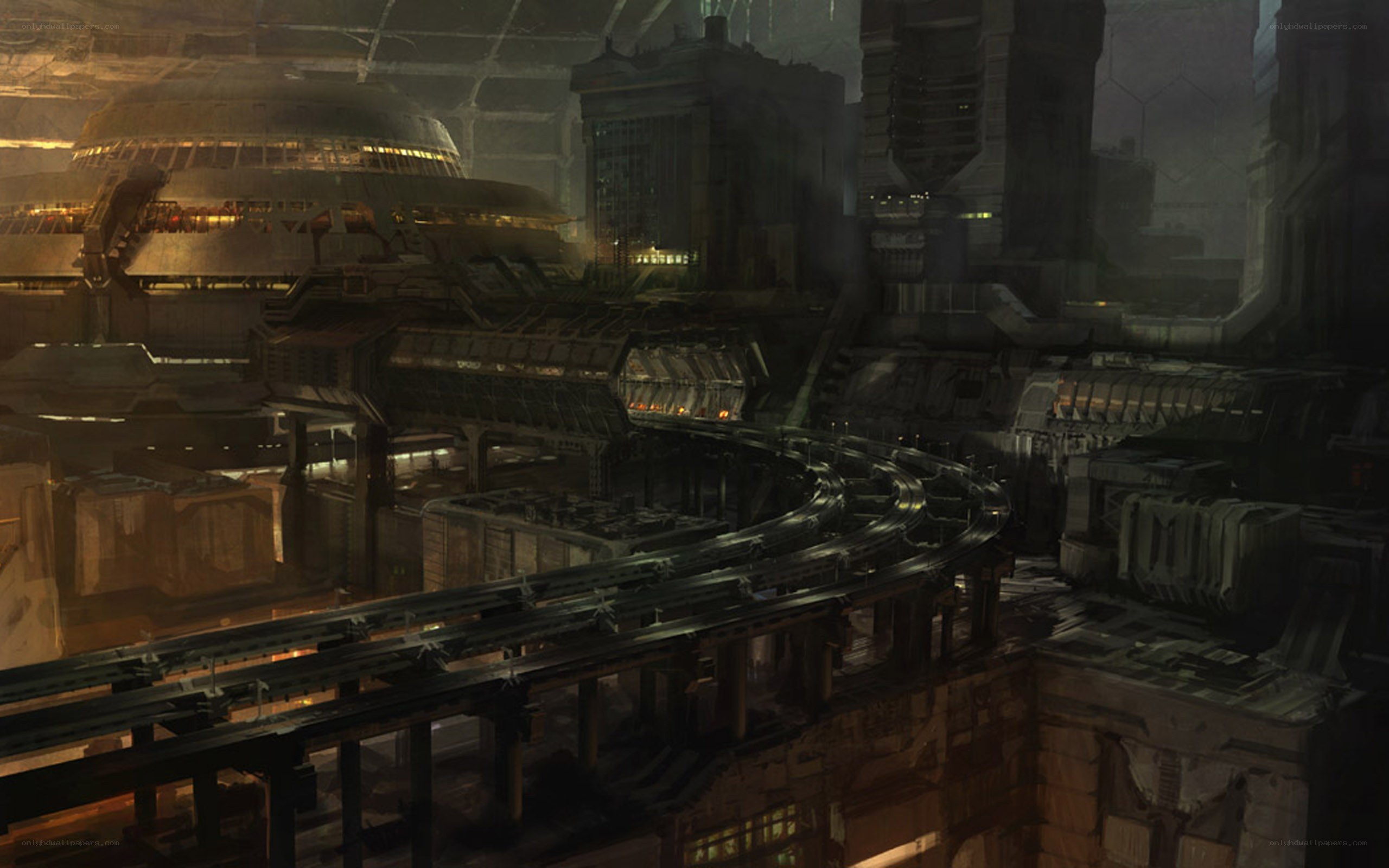 futuristic cityscape at night