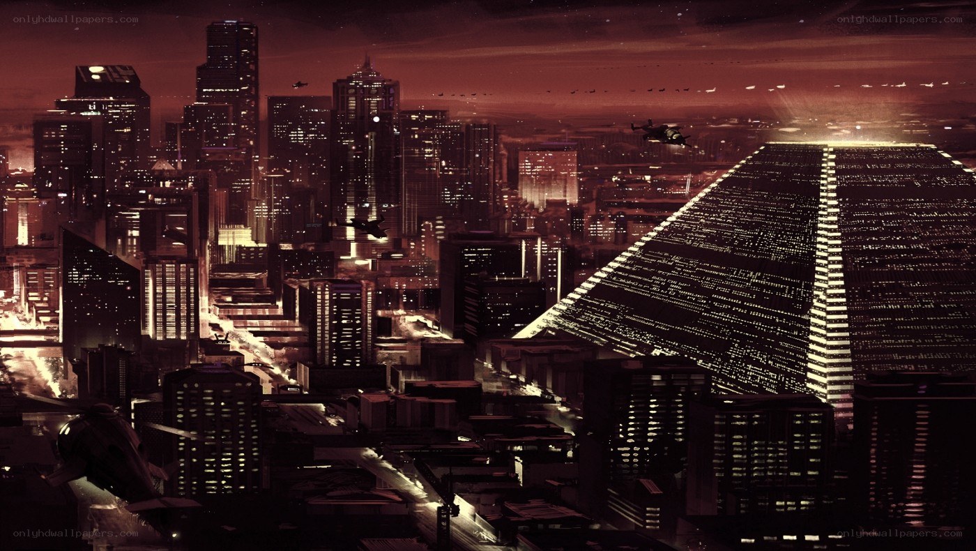 futuristic cityscape at night