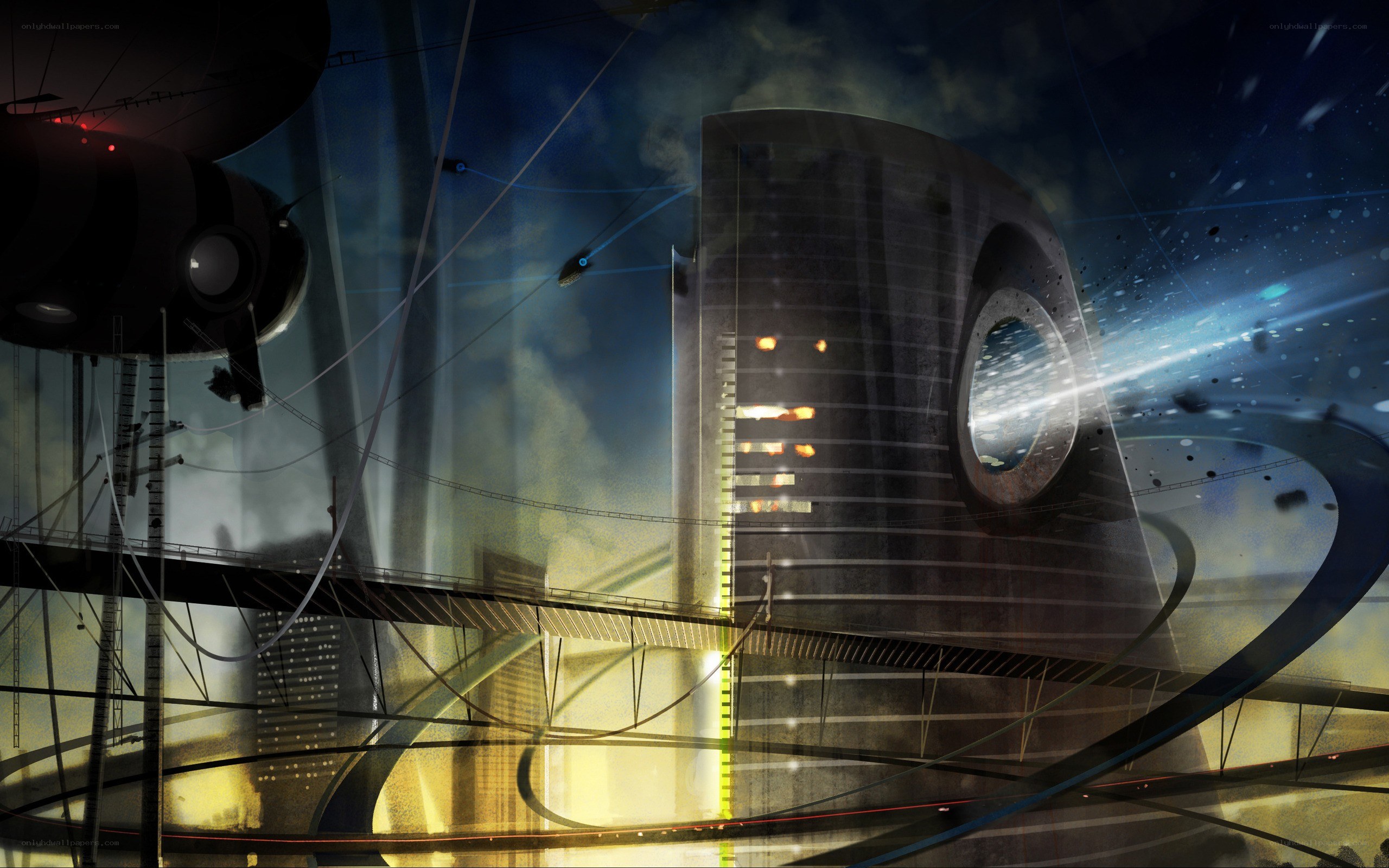 futuristic cityscape at night