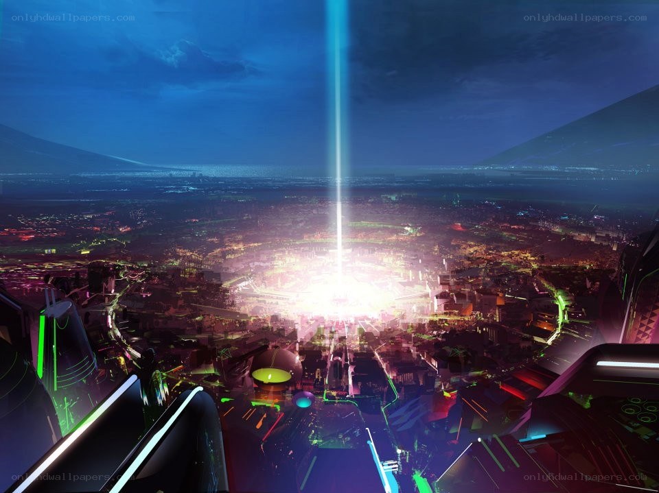 futuristic cityscape at night