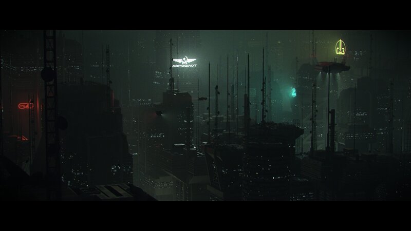 Futuristic Cityscape at Night — Black, Dark, Atmospheric