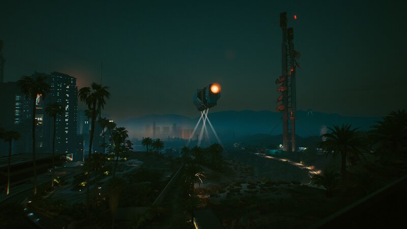 Futuristic Cityscape at Night — Dark Blue, Dramatic, 3d Render