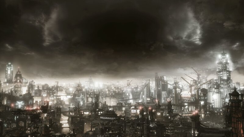 Futuristic Cityscape at Night — Gray