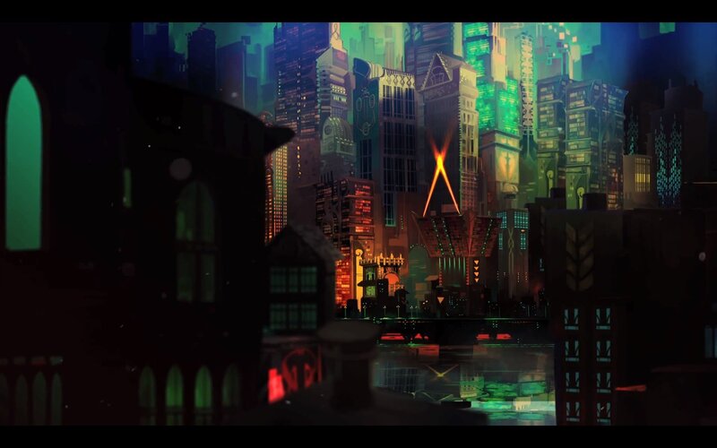Futuristic Cityscape at Night — Green, Dark, Digital Art