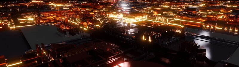 Futuristic Cityscape at Night — Orange
