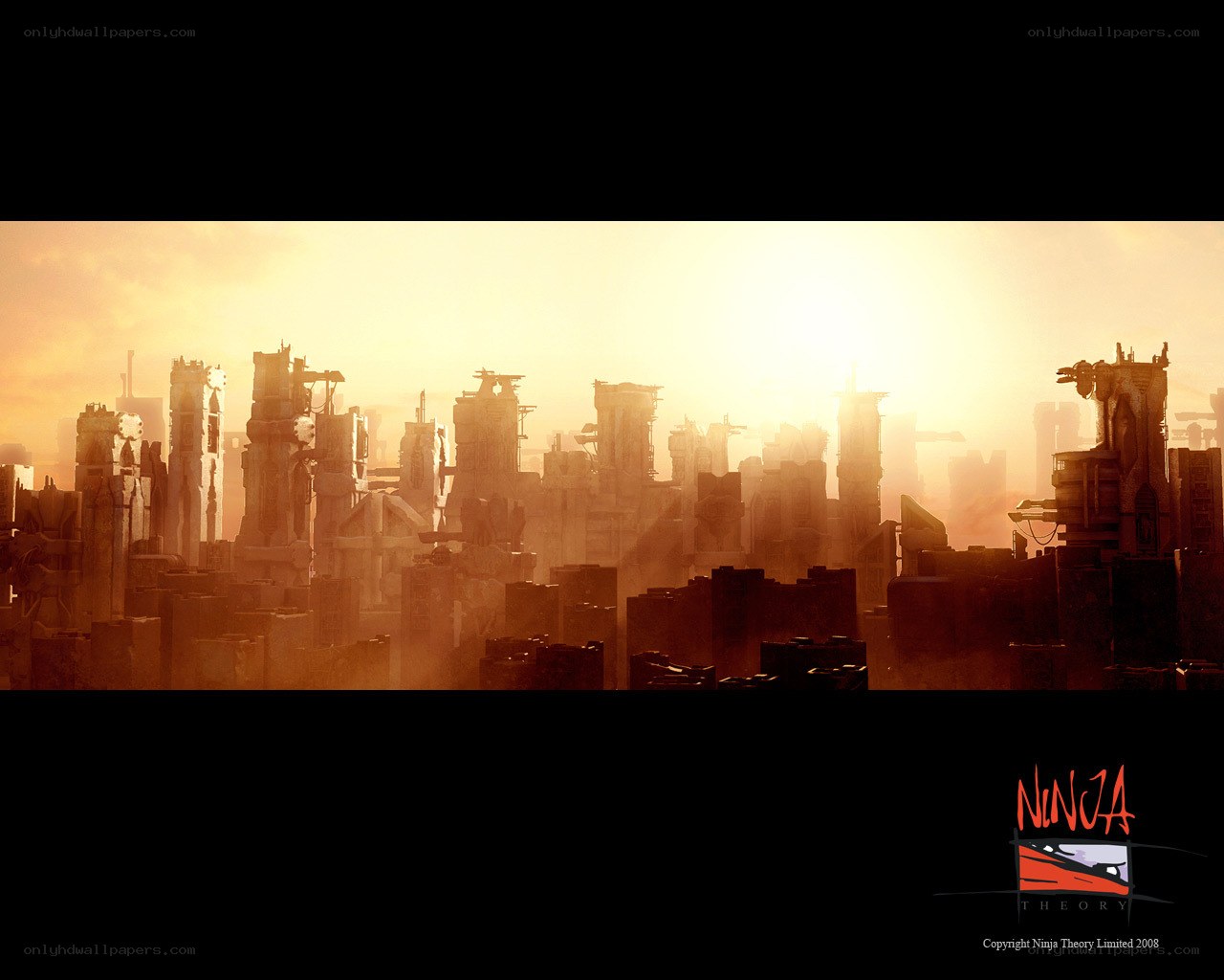 futuristic cityscape at sunset