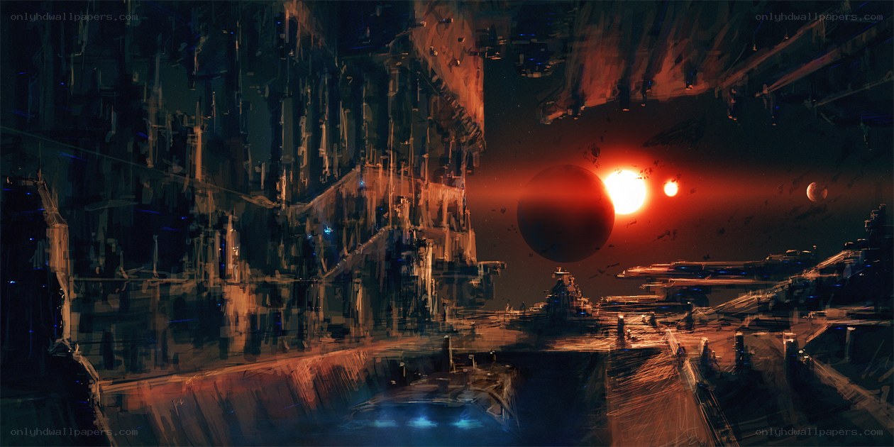 futuristic cityscape at sunset