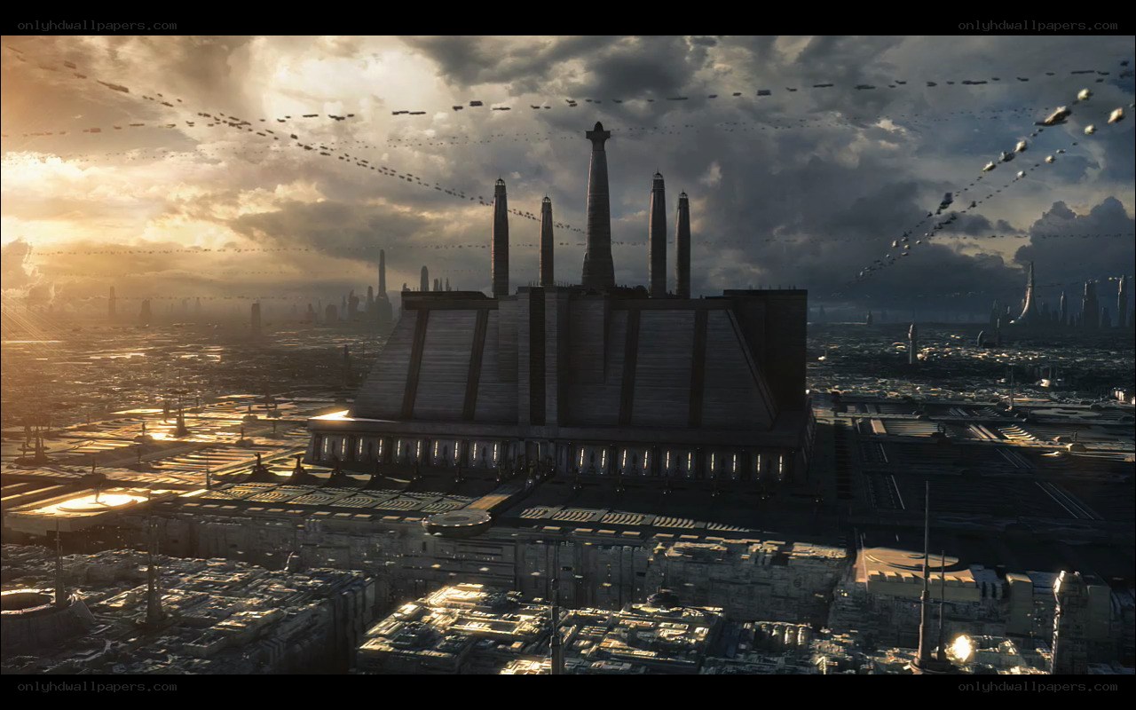 futuristic cityscape at sunset
