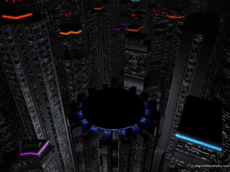 Futuristic Cityscape — Black, Dark, Night, 3d Render