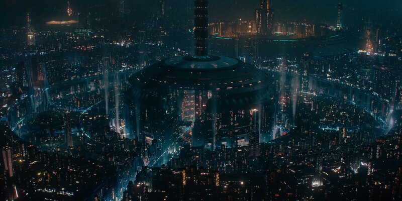 Futuristic Cityscape — Black, Dark, Night, Digital Art, Skyscraper