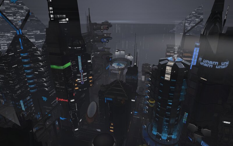 Futuristic Cityscape — Black, Dark, Night