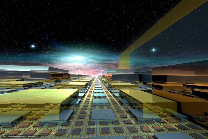 Futuristic Cityscape — Black, Dramatic, Night, 3d Render, Stars