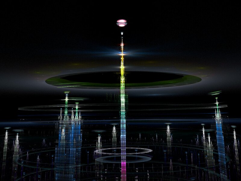 Futuristic Cityscape — Black, Dramatic, Night, Digital Art, Tower