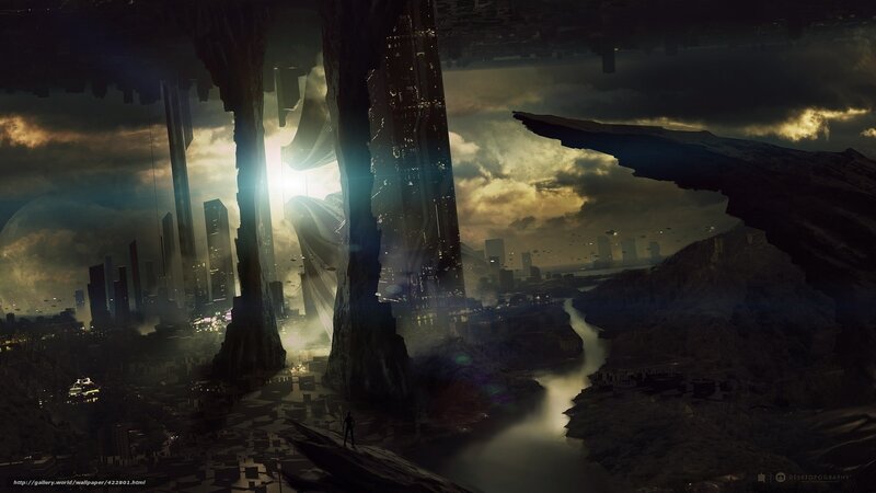 Futuristic Cityscape — Black, Dramatic, Sunset, Digital Art, City