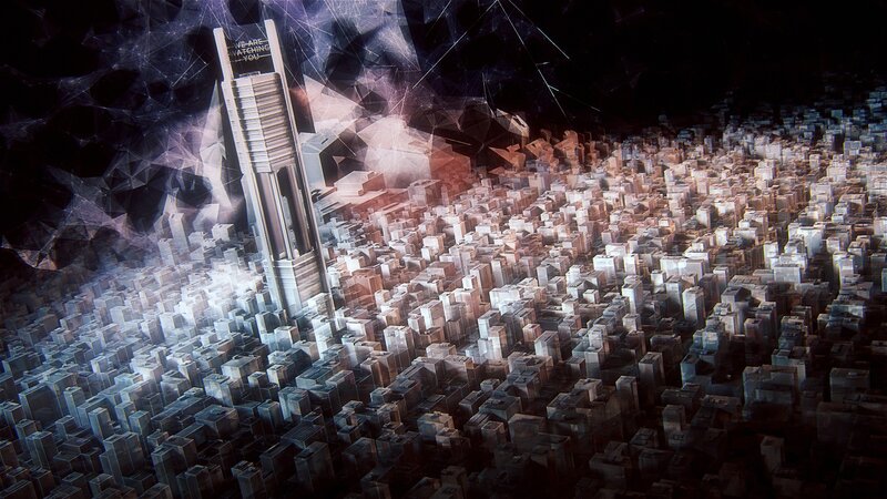 Futuristic Cityscape — Black, Dystopian, Night
