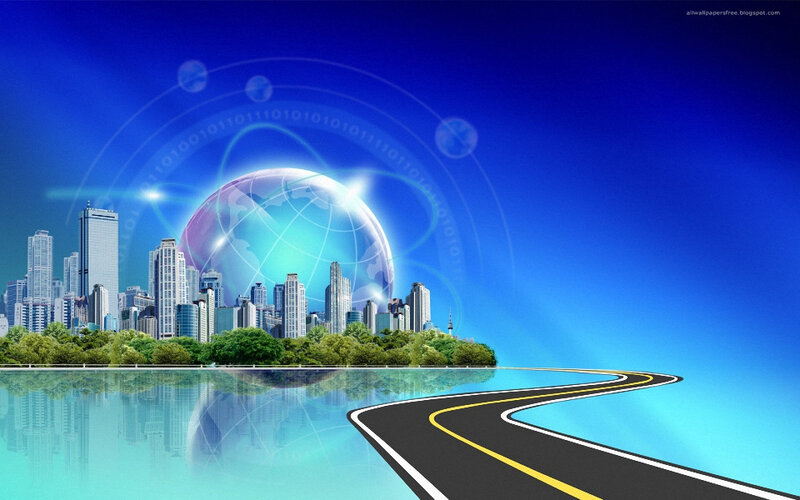 Futuristic Cityscape — Blue, Afternoon