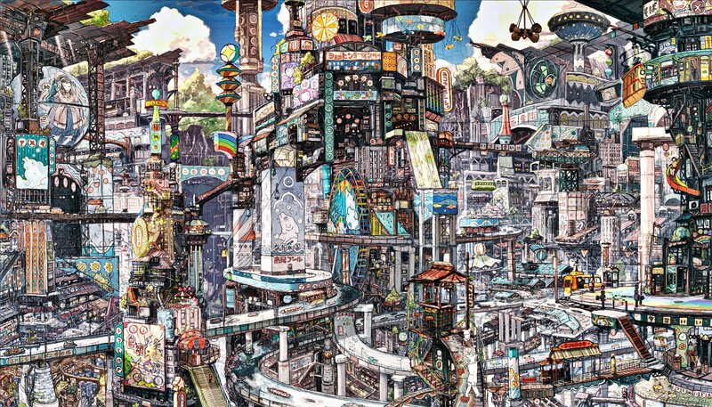 Futuristic Cityscape — Blue, Busy