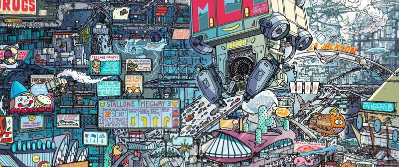 Futuristic Cityscape — Blue, Chaotic