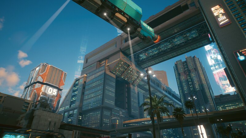 Futuristic Cityscape — Blue, Dramatic, Afternoon, 3d Render, Skyscrapers, Monorail