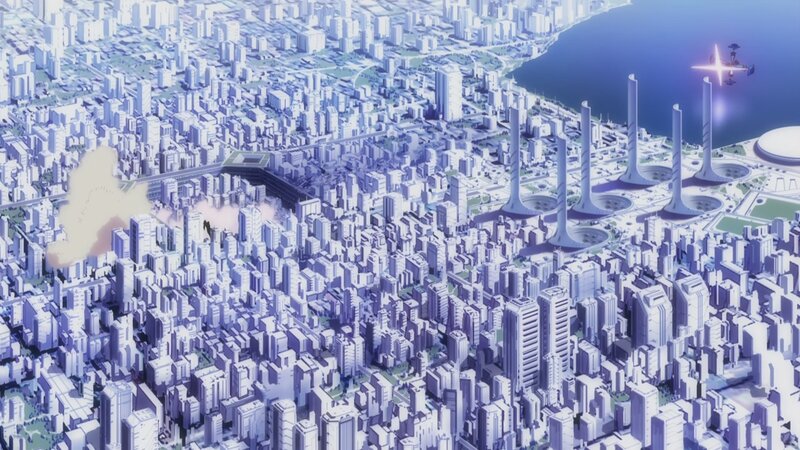 Futuristic Cityscape — Blue, Dramatic, Afternoon, Anime