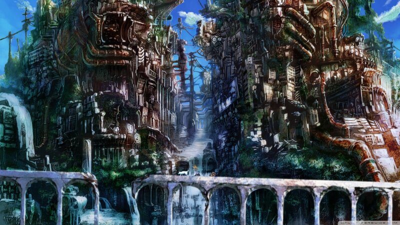 Futuristic Cityscape — Blue, Dramatic, Afternoon, Digital Art, Buildings