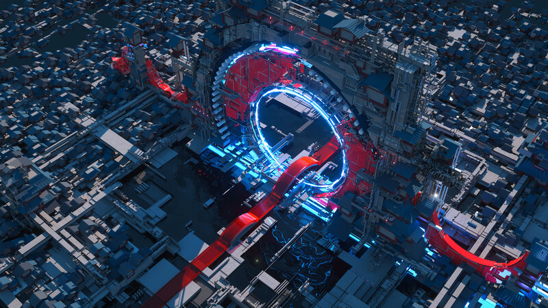 Futuristic Cityscape — Blue, Dramatic, Night, 3d Render