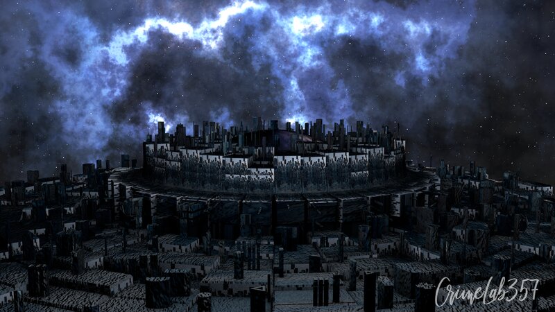 Futuristic Cityscape — Blue, Dramatic, Night, Digital Art, City, Sky