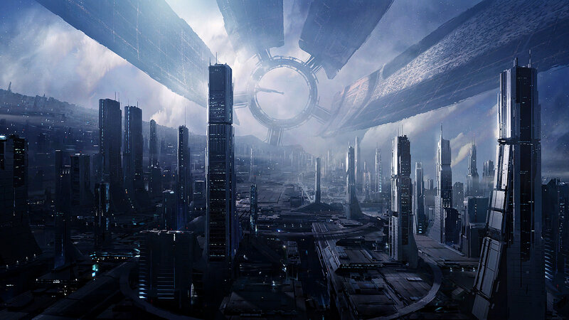 Futuristic Cityscape — Blue, Dramatic, Night, Digital Art, Skyscrapers