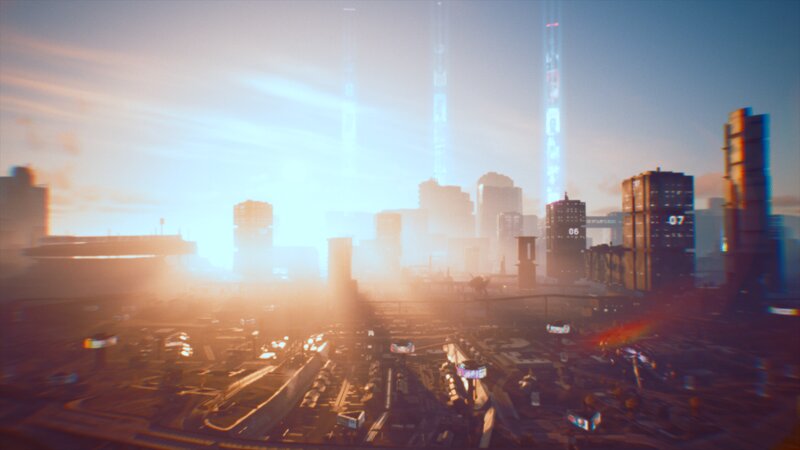 Futuristic Cityscape — Blue, Dramatic, Sunset, 3d Render, Skyscrapers