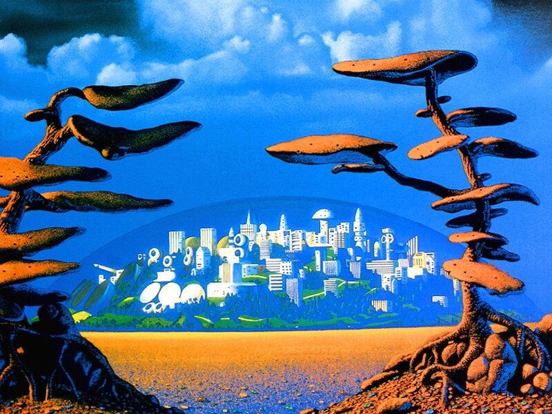 Futuristic Cityscape — Blue, Dreamy, Digital Art