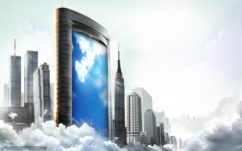 Futuristic Cityscape — Blue, Dreamy