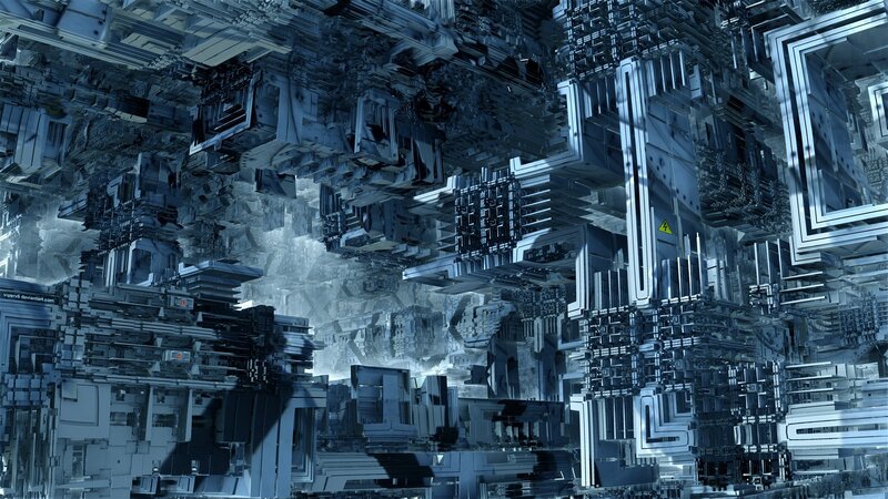 Futuristic Cityscape — Blue, Dystopian, Digital Art
