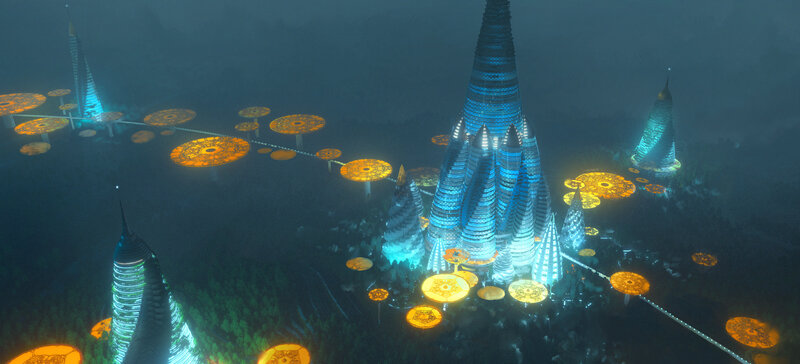 Futuristic Cityscape — Blue, Mysterious